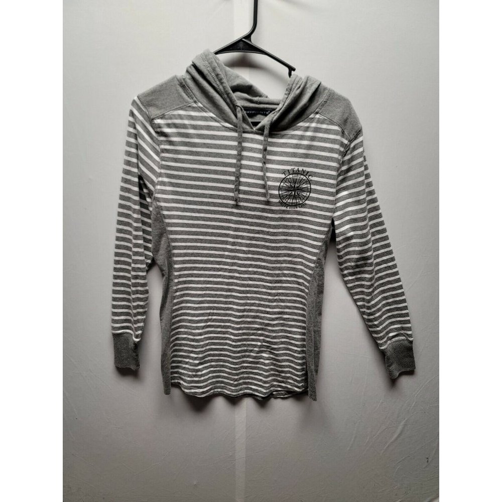 Baypointe Gray Striped Long Sleeve Hoodie Size S Titanic White star line